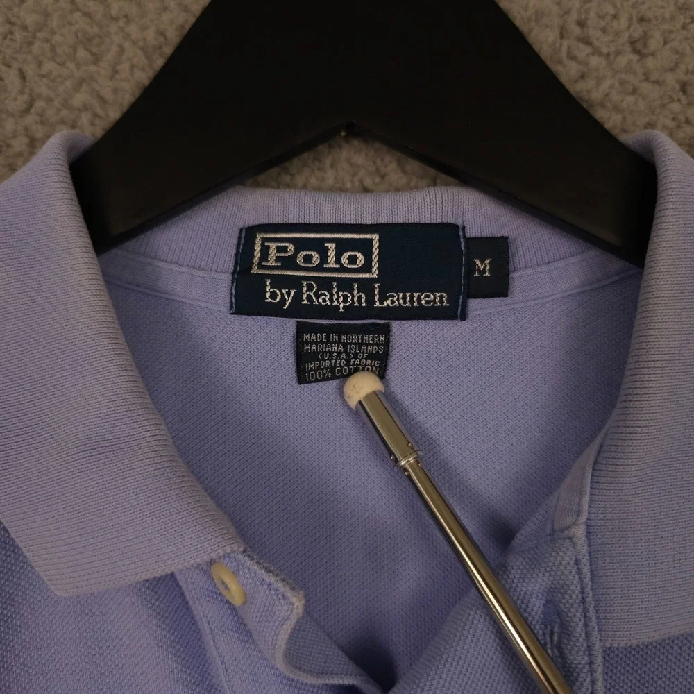 Vintage Polo Ralph Lauren Polo Shirt Mens Medium Blue Bleached Grunge Preppy USA